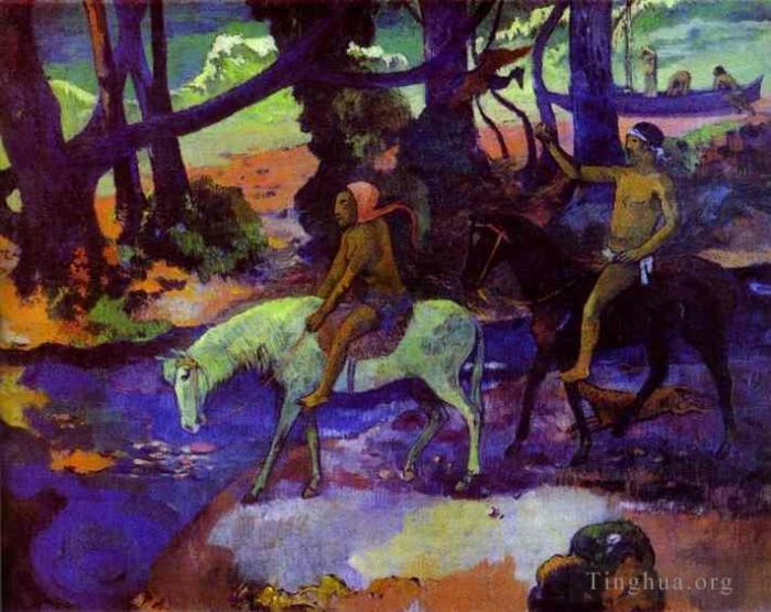 Paul Gauguin Ölgemälde - Ford rennt weg