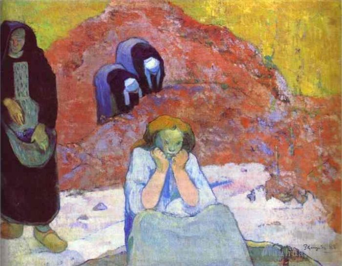 Paul Gauguin Ölgemälde - Weinlese in Arles Miseres humaines