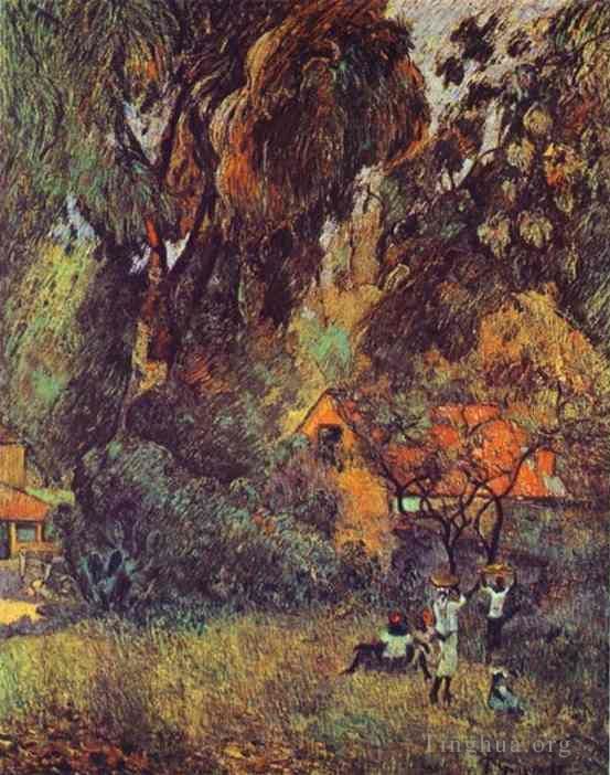 Paul Gauguin Ölgemälde - Hütten unter Bäumen