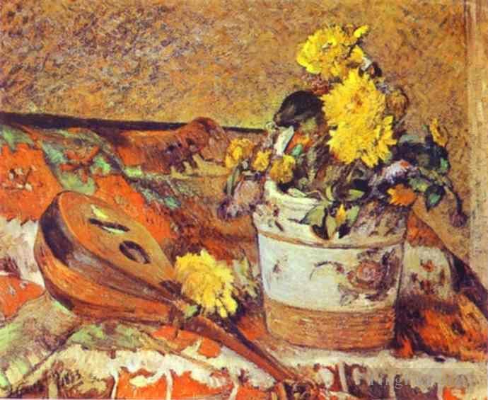 Paul Gauguin Ölgemälde - Mandoline und Blumen