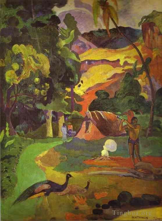 Paul Gauguin Ölgemälde - Matamoe-Landschaft mit Pfauen