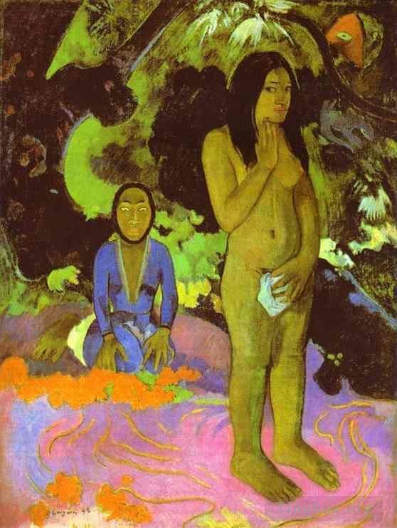 Paul Gauguin Ölgemälde - Parau na te varua ino Worte des Teufels
