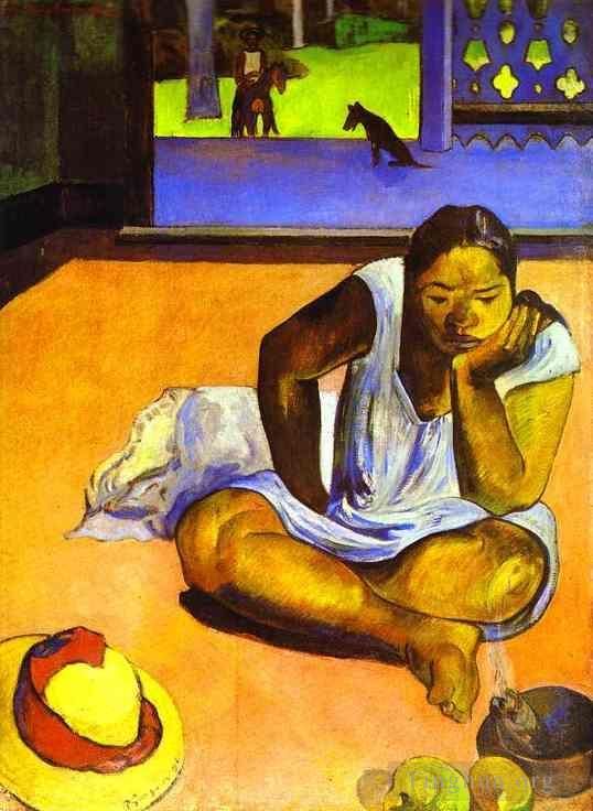 Paul Gauguin Ölgemälde - Te Faaturuma Grübelnde Frau