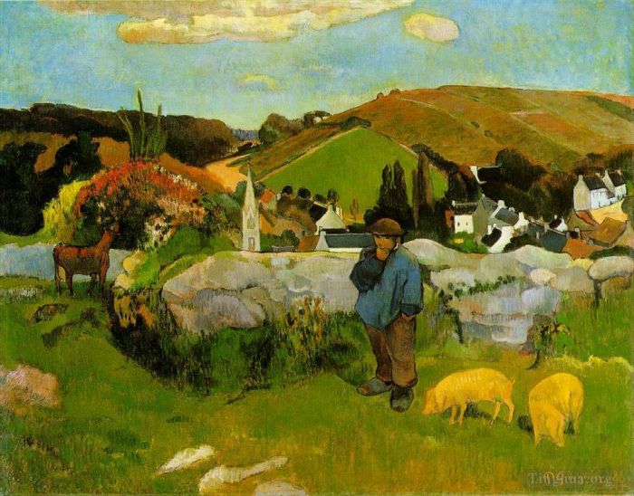 Paul Gauguin Ölgemälde - Der Schweinehirt Bretagne