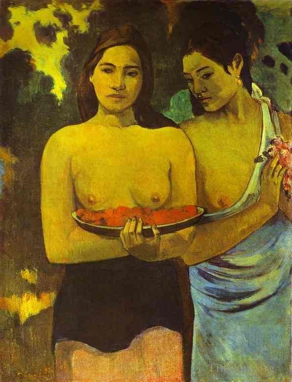 Paul Gauguin Ölgemälde - Zwei tahitianische Frauen mit Mangoblüten