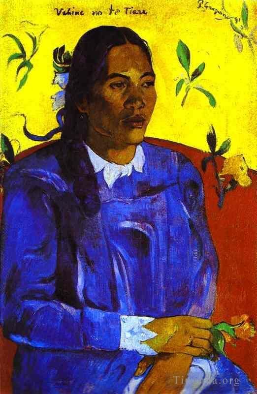 Paul Gauguin Ölgemälde - Vahine no te tiare Frau mit einer Blume