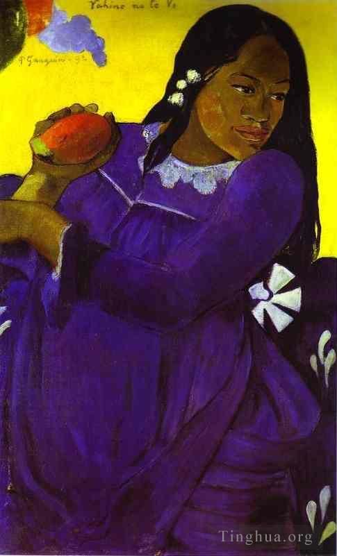 Paul Gauguin Ölgemälde - Vahine no te vi Frau mit einer Mango