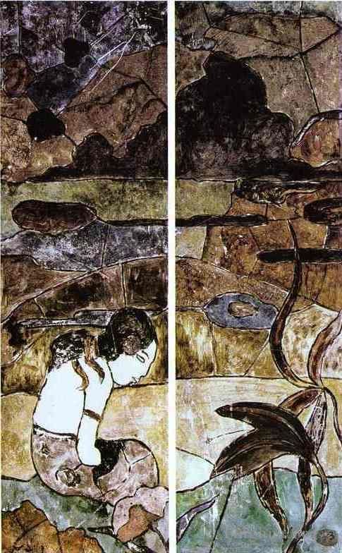 Paul Gauguin Andere Malerei - Tahitianische Frau in einer Landschaft