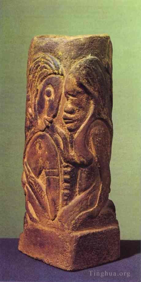 Paul Gauguin Bildhauerei - Keramikvase mit den tahitianischen Göttern Hina und Tefatou