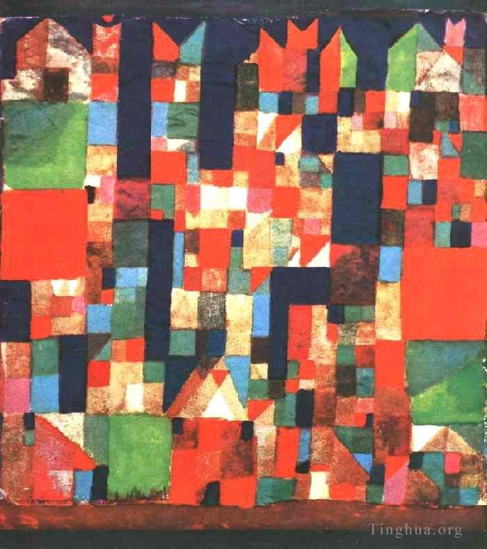 Paul Klee Ölgemälde - Stadtbild mit Rot und G