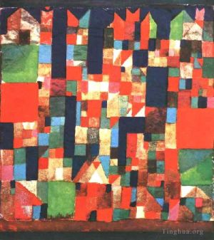 Paul Klee Werk - Stadtbild mit Rot und G