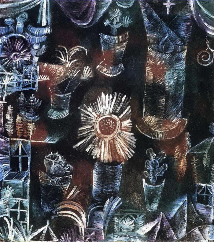 Paul Klee Ölgemälde - Stillleben mit Distelblüte