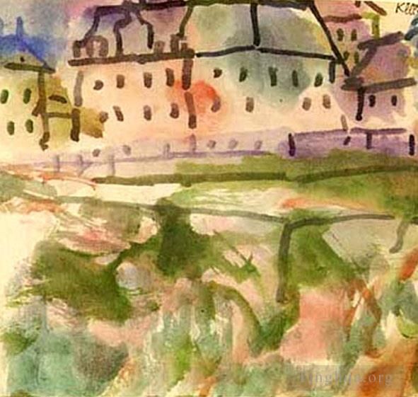 Paul Klee Andere Malerei - Häuser in der Nähe der Kiesgrube