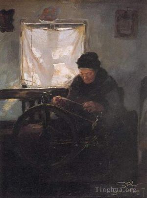Peder Severin Kroyer Werk - Anciana en la rueca 1887