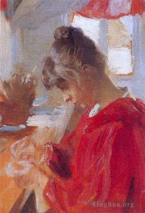 Peder Severin Kroyer Werk - Marie im roten Kleid 1890