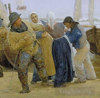 Peder Severin Kroyer Ölgemälde - Pescadores de Hornbaek 1875