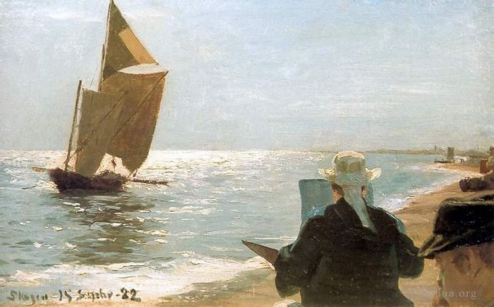 Peder Severin Kroyer Ölgemälde - Gemälde am Strand 1892