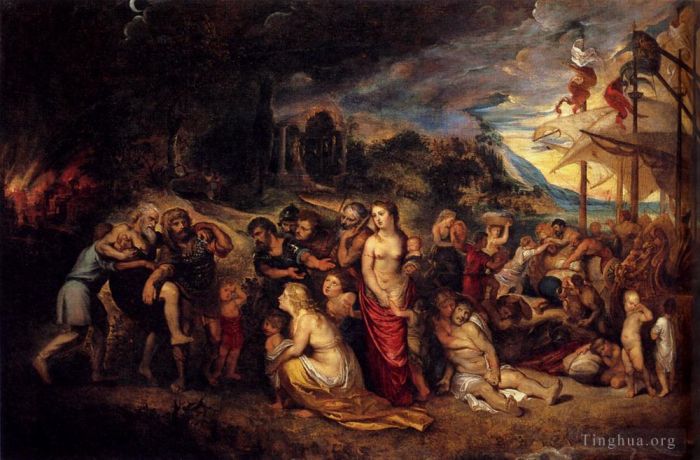 Peter Paul Rubens Ölgemälde - Aeneas und seine Familie verlassen Troja