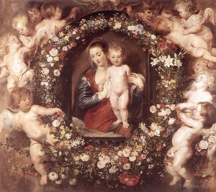 Peter Paul Rubens Ölgemälde - Madonna im Blumenkranz
