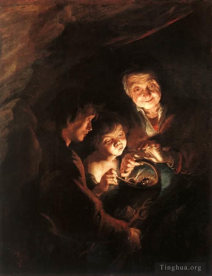 Peter Paul Rubens Ölgemälde - Alte Frau mit einem Korb voller Kohle