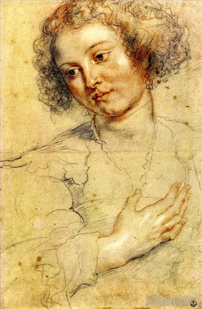 Peter Paul Rubens Ölgemälde - Peter Paul Kopf und rechte Hand einer Frau