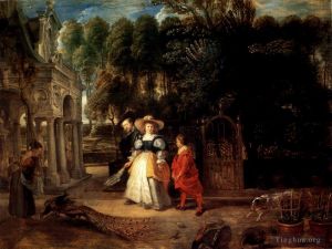 Peter Paul Rubens Werk - Rubens in seinem Garten mit Helena Fourment
