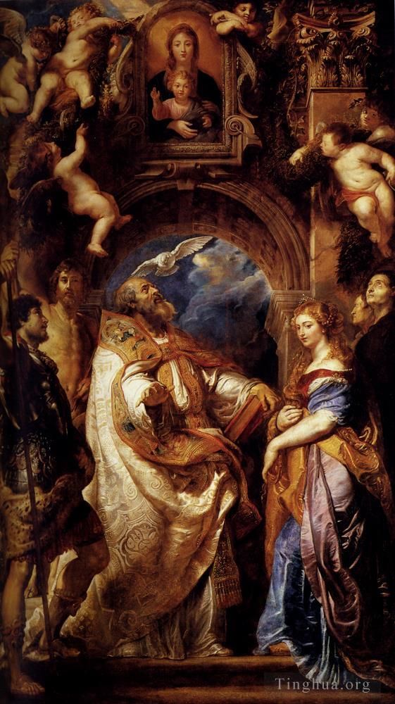 Peter Paul Rubens Ölgemälde - Heiliger Gregor mit den Heiligen Domitilla Maurus und Papianus