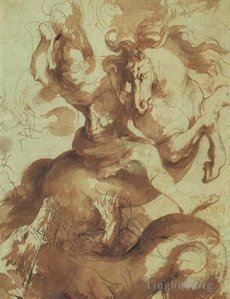 Peter Paul Rubens Ölgemälde - Der heilige Georg tötet den Drachenstift