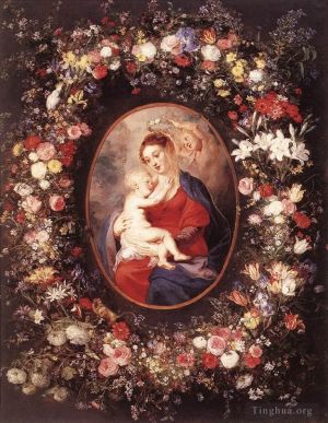 Peter Paul Rubens Werk - Die Jungfrau und das Kind in einer Blumengirlande