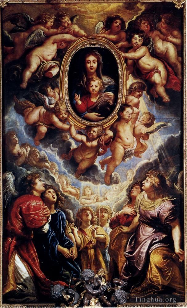 Peter Paul Rubens Ölgemälde - Jungfrau und Kind, angebetet von Engeln