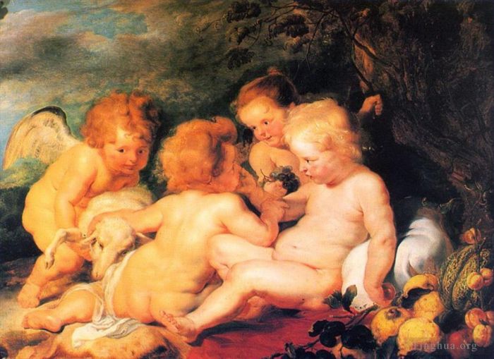 Peter Paul Rubens Ölgemälde - Christus und Johannes mit Engeln