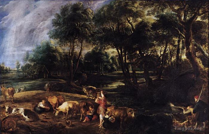 Peter Paul Rubens Ölgemälde - Landschaft mit Kühen und Wildvögeln