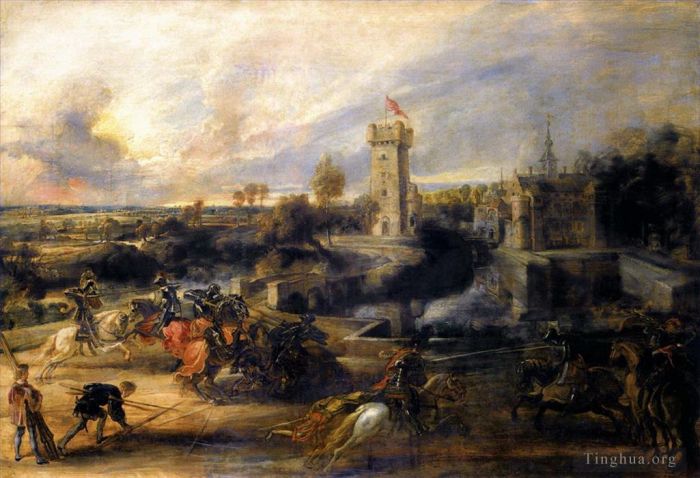 Peter Paul Rubens Ölgemälde - Turnier vor Burg Steen 1637