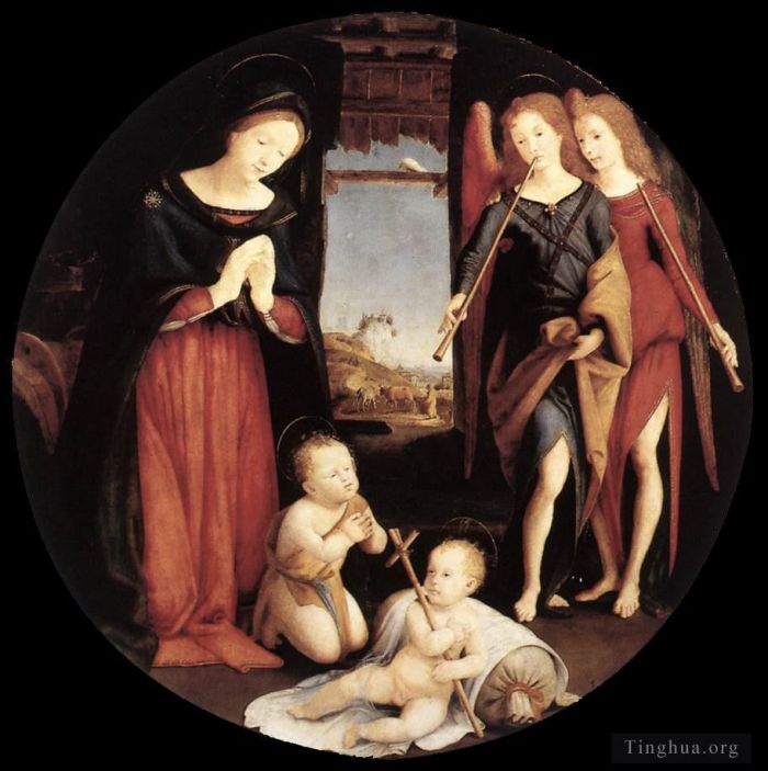 Piero di Cosimo Ölgemälde - Die Anbetung des Christkindes