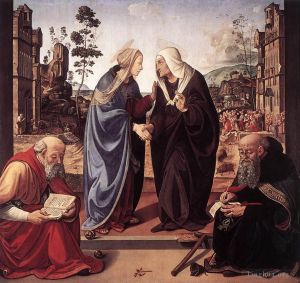 Piero di Cosimo Werk - Die Heimsuchung mit den Heiligen Nikolaus und Antonius 1489