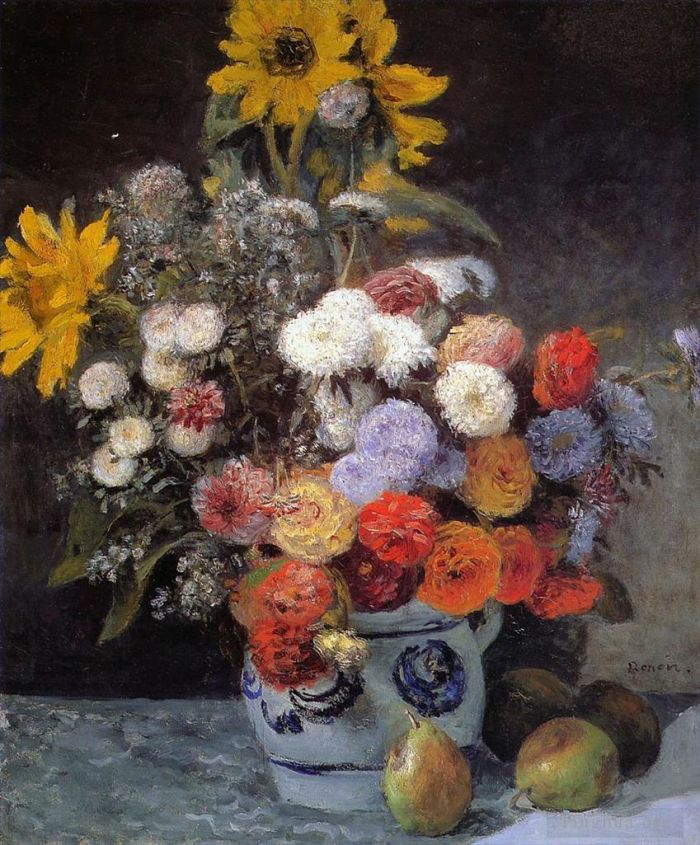 Pierre-Auguste Renoir Ölgemälde - Gemischte Blumen in einem Tontopf