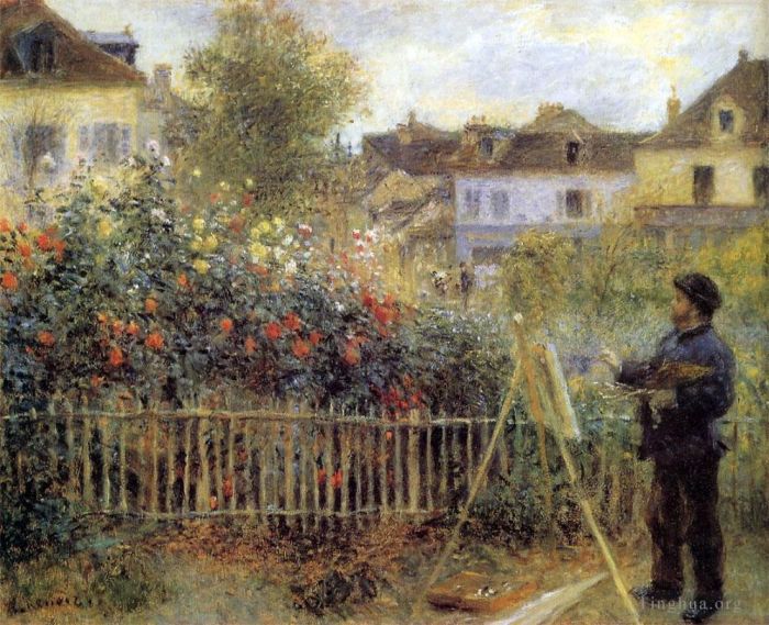 Pierre-Auguste Renoir Ölgemälde - Claude Monet malt in seinem Garten in Arenteuil