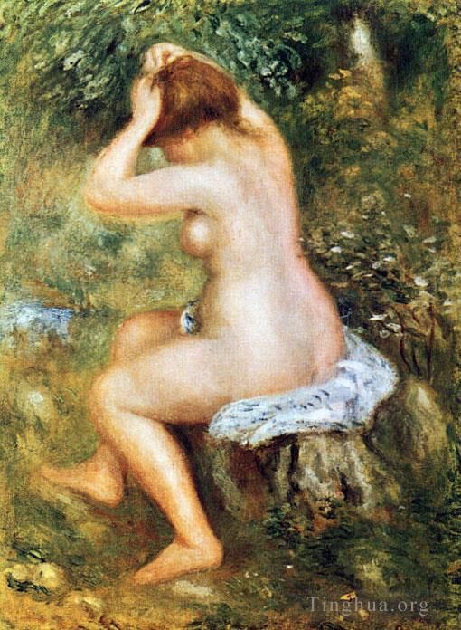 Pierre-Auguste Renoir Ölgemälde - Baigneuse se coiffant