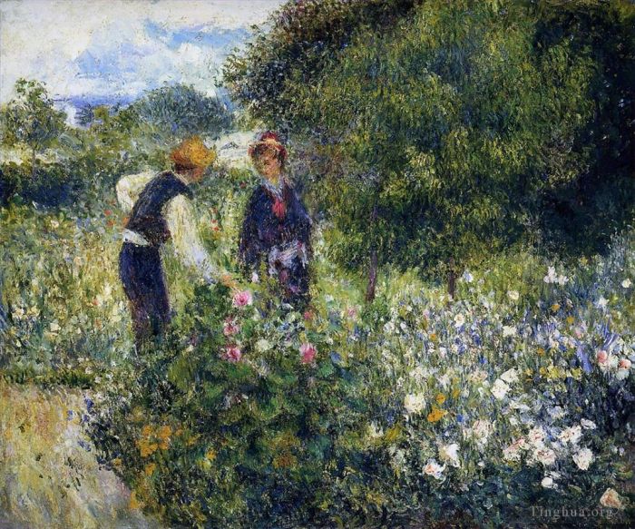Pierre-Auguste Renoir Ölgemälde - Enoir pflückt Blumen
