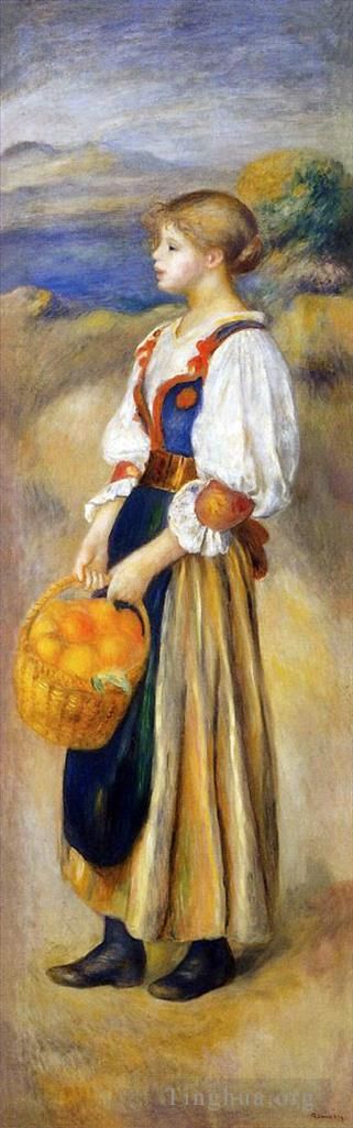 Pierre-Auguste Renoir Ölgemälde - Mädchen mit einem Korb voller Orangen