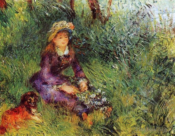 Pierre-Auguste Renoir Ölgemälde - Madame mit einem Hund