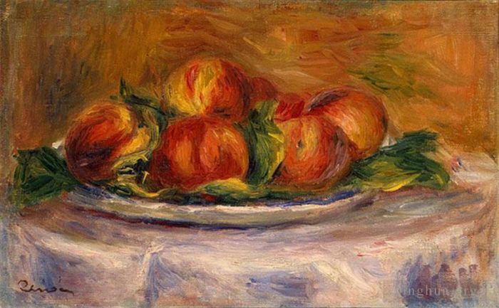 Pierre-Auguste Renoir Ölgemälde - Stillleben mit Pfirsichen auf einem Teller
