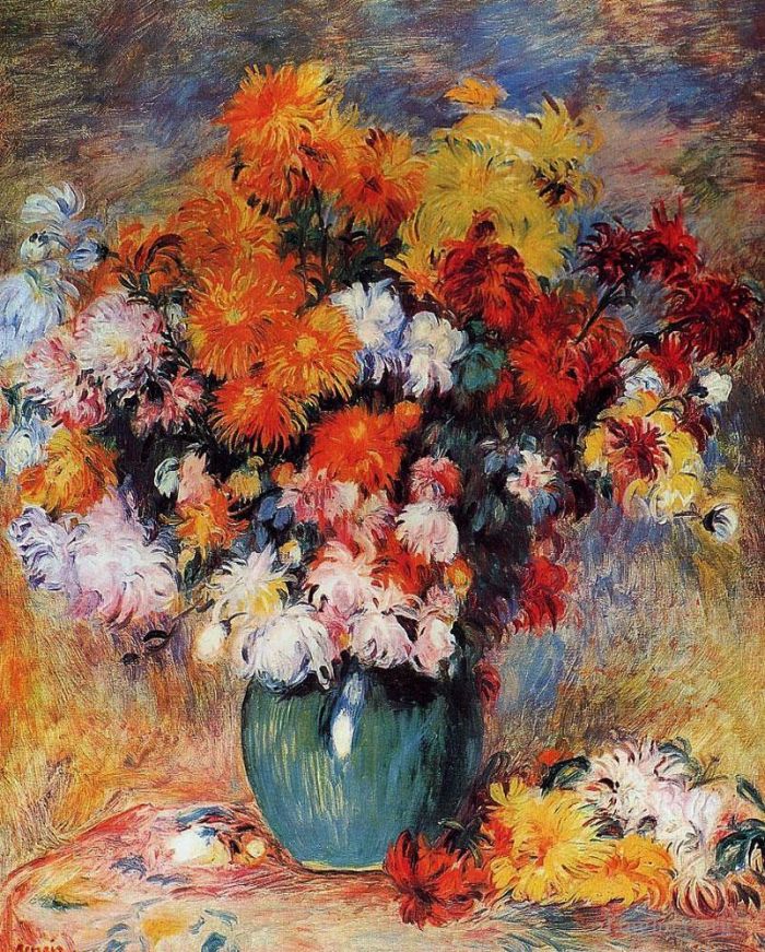 Pierre-Auguste Renoir Ölgemälde - Vase mit Chrysanthemen