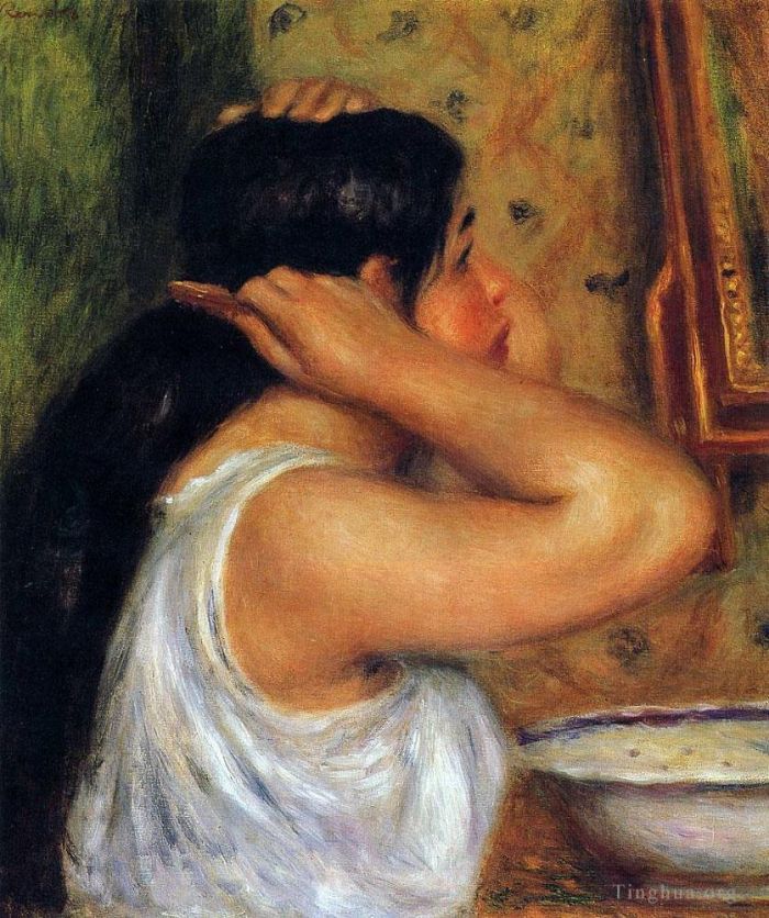 Pierre-Auguste Renoir Ölgemälde - Frau kämmt ihr Haar