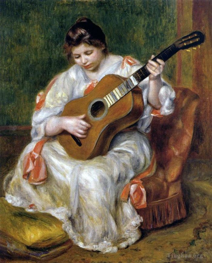 Pierre-Auguste Renoir Ölgemälde - Frau spielt Gitarre