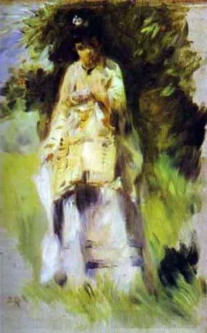 Pierre-Auguste Renoir Werk - Frau steht an einem Baum