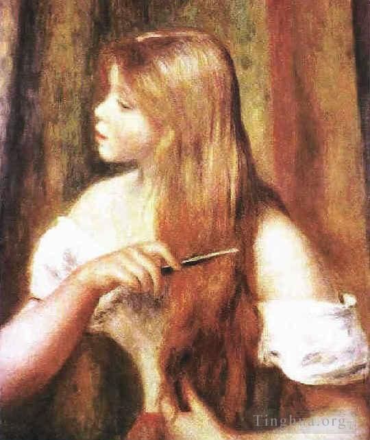 Pierre-Auguste Renoir Ölgemälde - Junges Mädchen kämmt sich die Haare