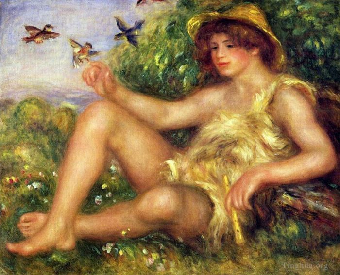 Pierre-Auguste Renoir Ölgemälde - Junger Hirte in Ruhe