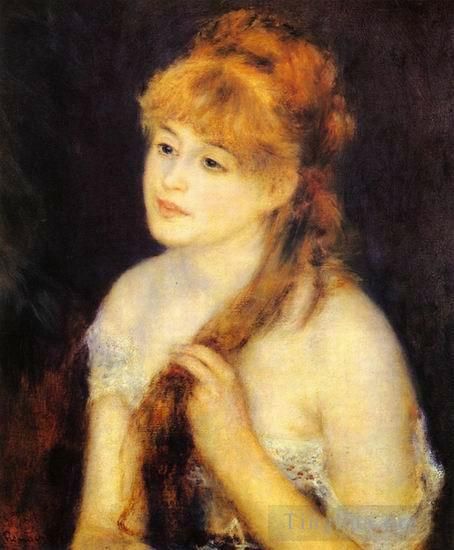 Pierre-Auguste Renoir Ölgemälde - Junge Frau flechtet ihr Haar