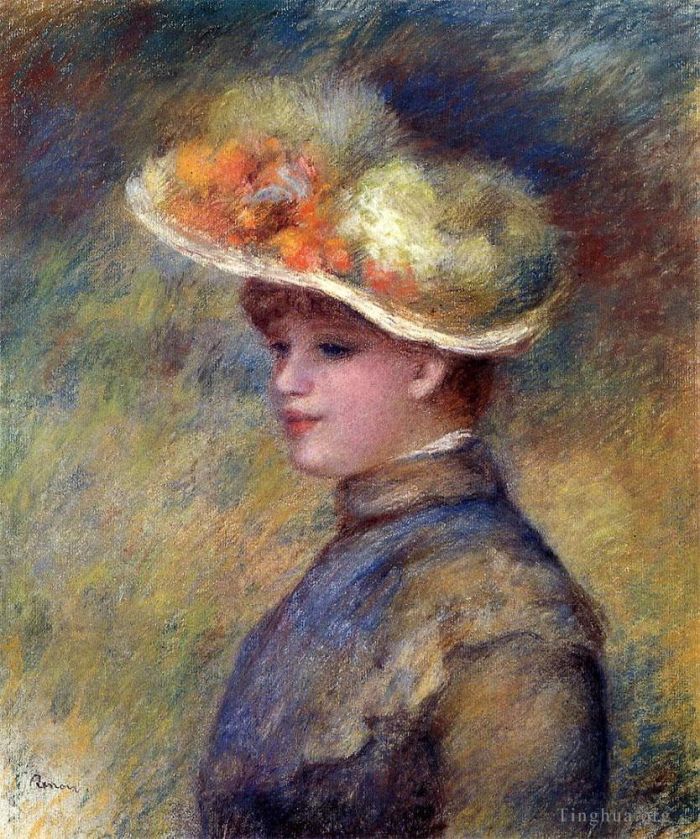 Pierre-Auguste Renoir Ölgemälde - Junge Frau trägt einen Hut